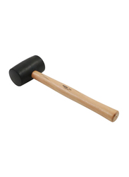 Hero 16 ounce Wooden Handle Rubber Hammer, Beige/Black