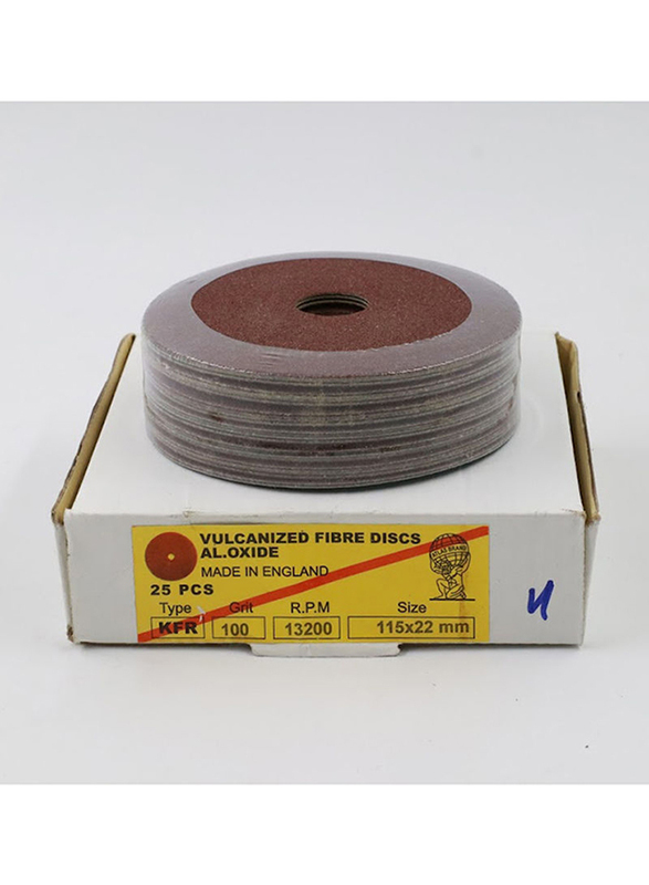 Prix 4-1/2-inch Aluminium Oxide Sanding Disc Box, 100 Grit, 25 Pieces, Brown