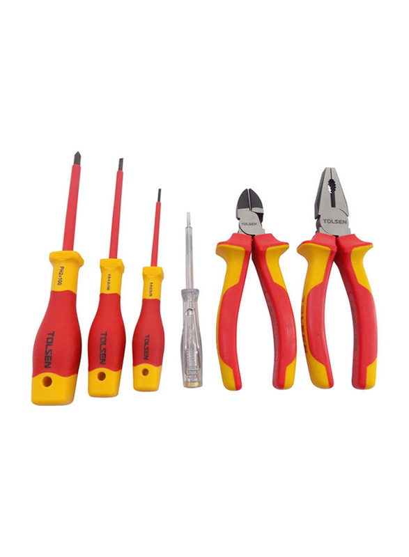 Tolsen 6-Piece Insulated Hand Tools Set, Red/Yellow