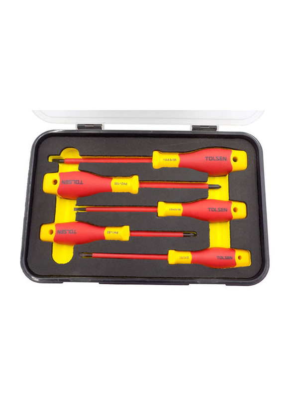 Tolsen 5-Piece Insulated Screwdriver Set, Red/Yellow