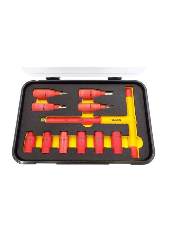 Tolsen 11-Piece Insulated Socket Set, Red/Yellow