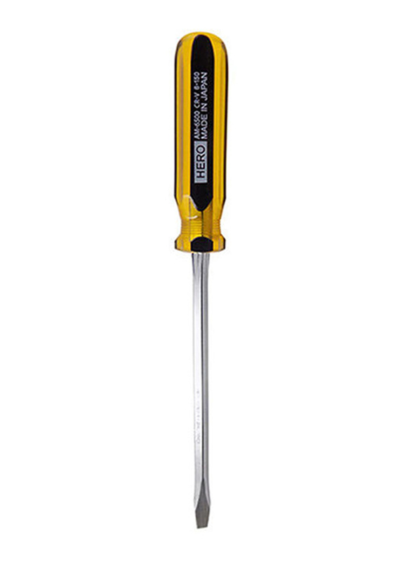 Hero Amber 12-inch x 6mm Colour Line Screwdriver Flat, Yellow