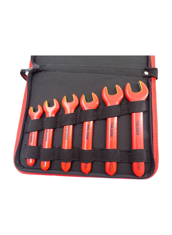 Tolsen 6-Piece Insulated Open End Spanner Set, Red/Yellow