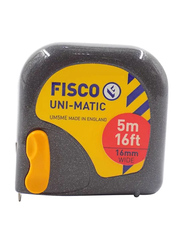 Fisco 5-Meter Unimatic Measuring Tape, Grey/Yellow