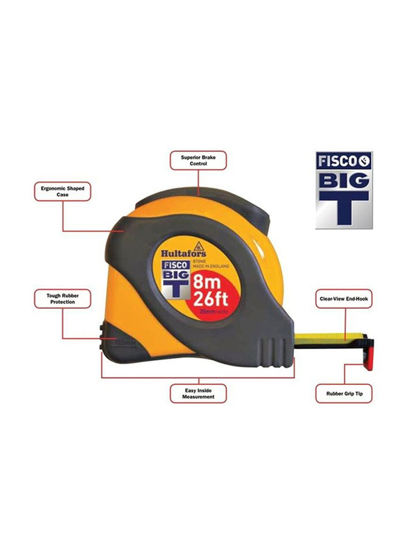 Fisco 5-Meter BIGT Measuring Tape, Grey/Yellow