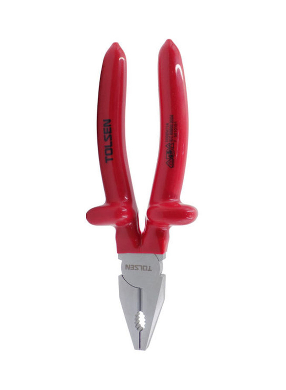 Tolsen 6-inch Dipped Insulated Combination Plier, Red