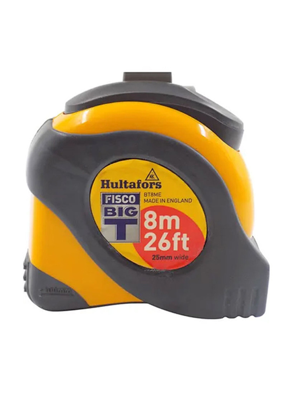 Fisco 8-Meter BIGT Measuring Tape, Grey/Yellow