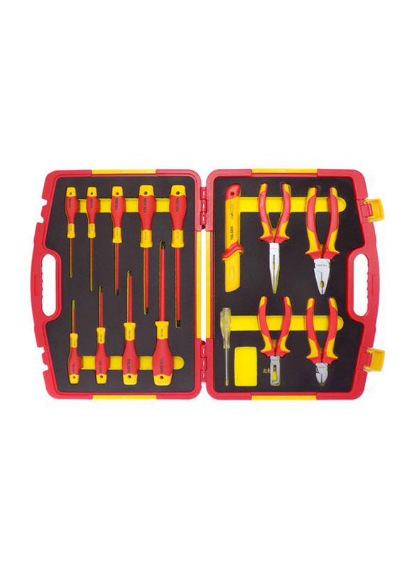 Tolsen 15-Piece Insulated Hand Tools Set, Red/Yellow