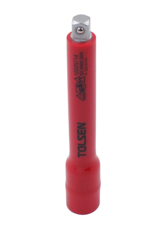 Tolsen 3/8inch x 250mm VDE Dipped 1000V Insulated Extension Bar, Red