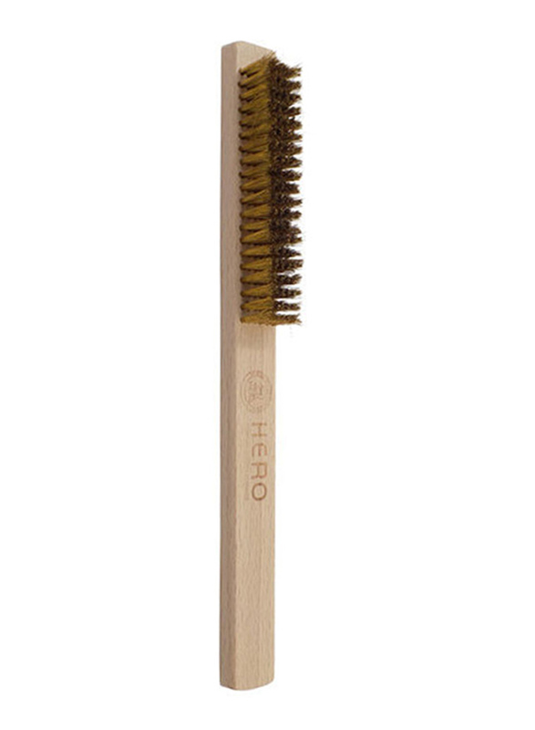 Hero 6-Row Brass Coated Hand Wire Brush, 10-inch, Brown