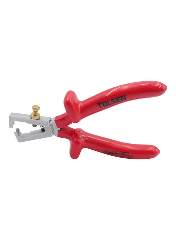 Tolsen Dipped Insulated Wire Strippers, Red