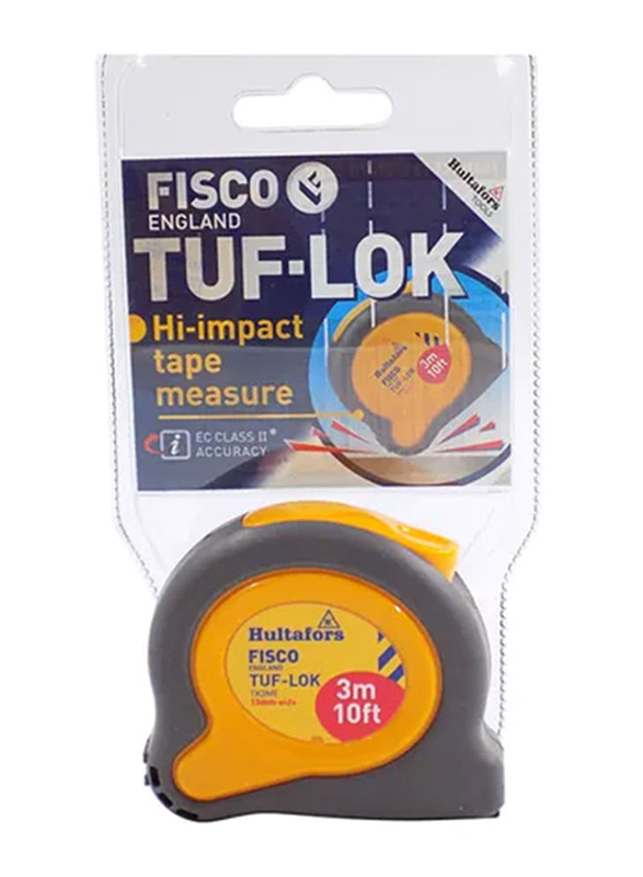 Fisco 3-Meter Tuflok Measuring Tape, Grey/Yellow