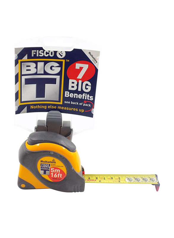 Fisco 5-Meter BIGT Measuring Tape, Grey/Yellow