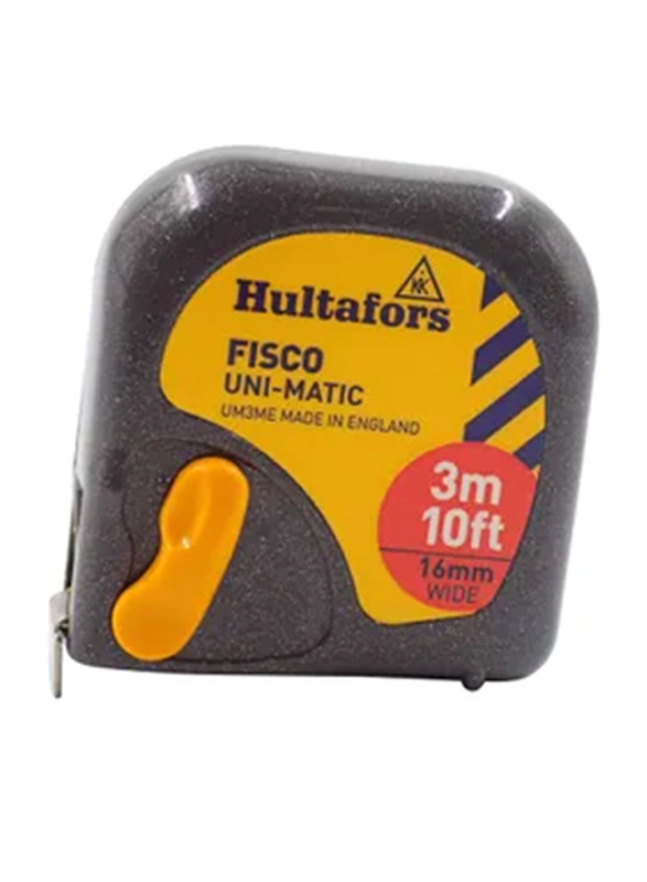 Fisco 3-Meter Unimatic Measuring Tape, Grey/Yellow