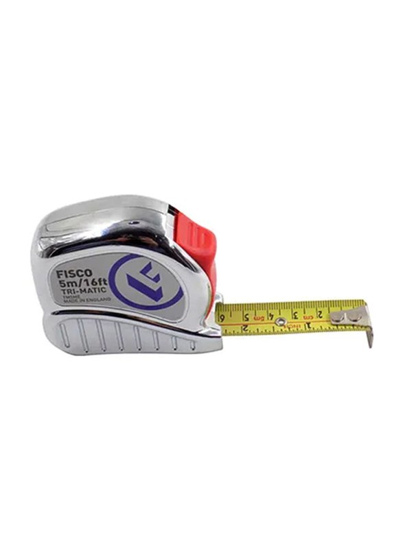 Fisco 5-Meter Trimatic Measuring Tape, Silver