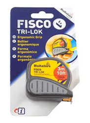 Fisco 3-Meter Trilok Measuring Tape, Grey/Yellow/Black