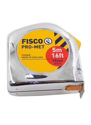 Fisco 5-Meter Pro-Met Measuring Tape, Silver/Yellow