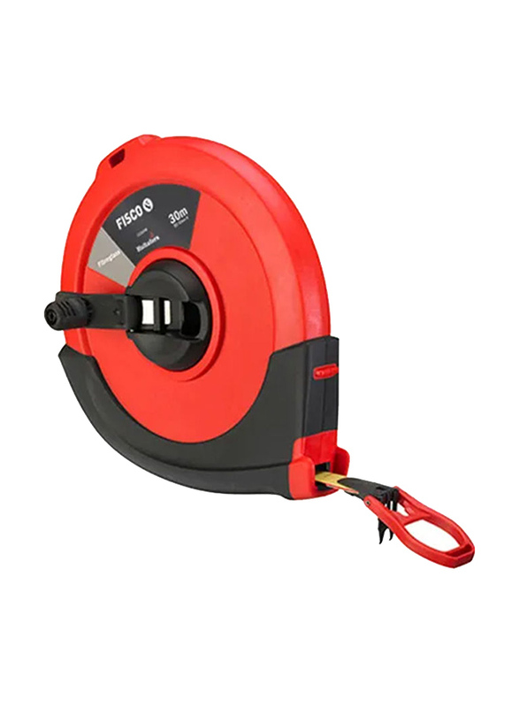 Fisco 30-Meter Fiber Glass Measuring Tape, Red/Black