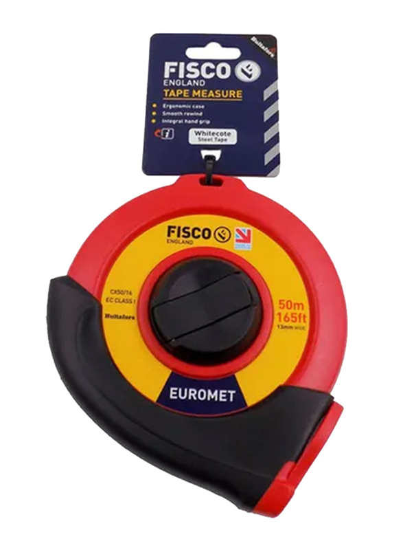 Fisco 50-Meter Measuring Tape, Red/Black