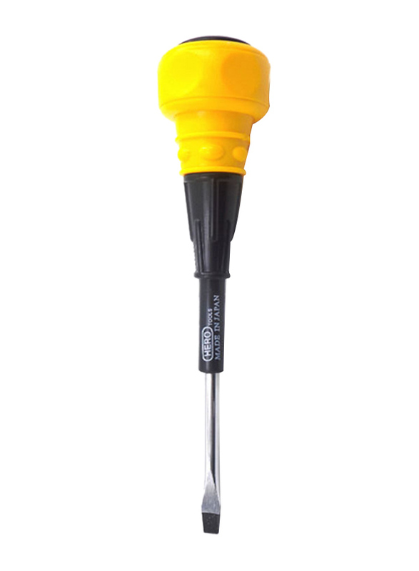 Hero 4-inch x 6mm Electrical Works Screwdriver Flat, Yellow/Black