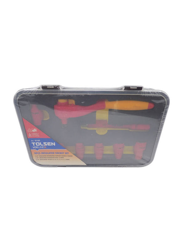 Tolsen 9-Piece Insulated Socket Set Red/Yellow