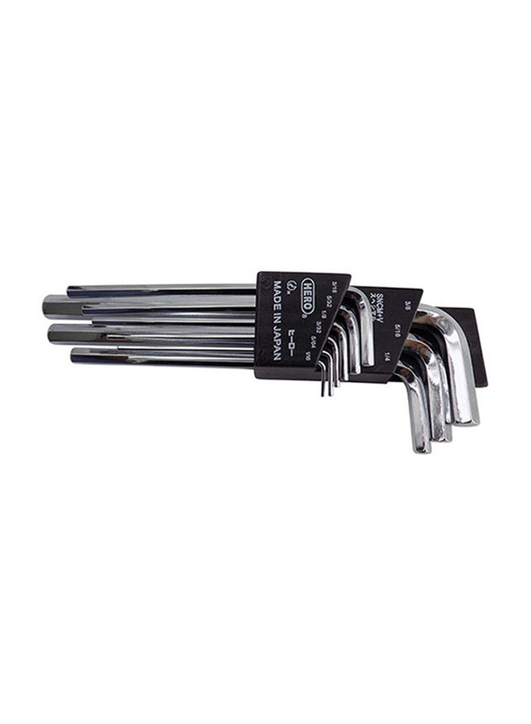 Hero 9-Piece Extra Long Hex Key Wrench Set, HK-9E-2, Silver