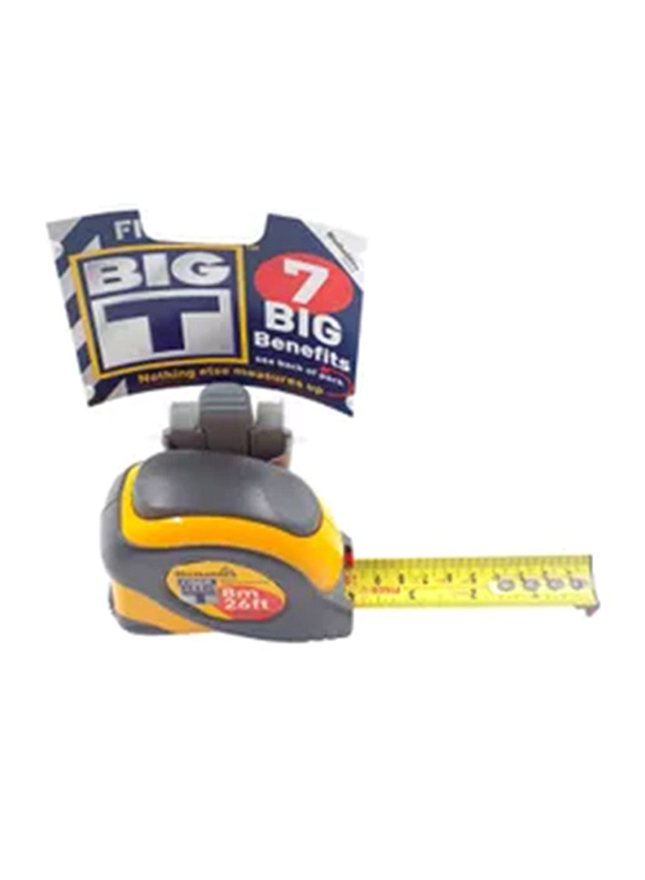 Fisco 8-Meter BIGT Measuring Tape, Grey/Yellow