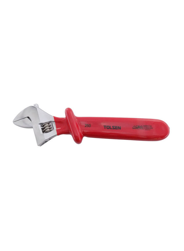 Tolsen Dipped Insulated Adjustable Wrench, Red