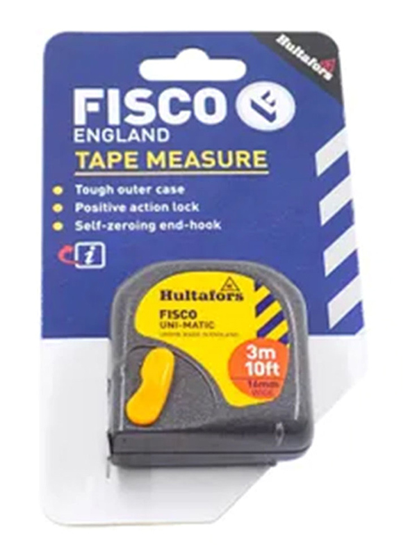 Fisco 3-Meter Unimatic Measuring Tape, Grey/Yellow