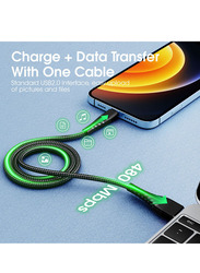 Protect 2-Meter Data Sync & Transfer Cable, USB Type A to Lightning, Tangle Free for Lightning Port Devices, DC035C, Black