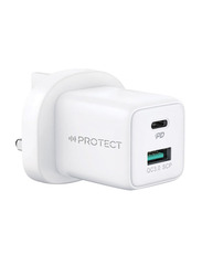 Protect Dual Port Power Adapter, White