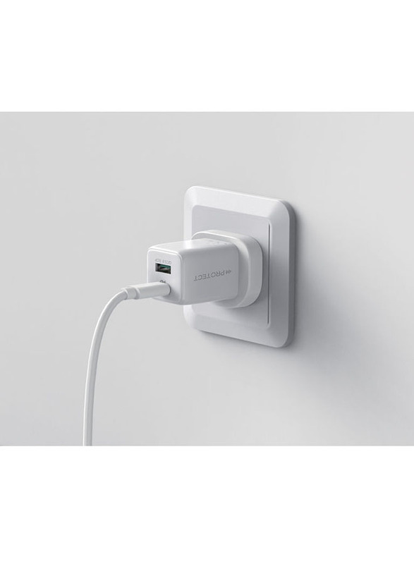 Protect Dual Port Power Adapter, White