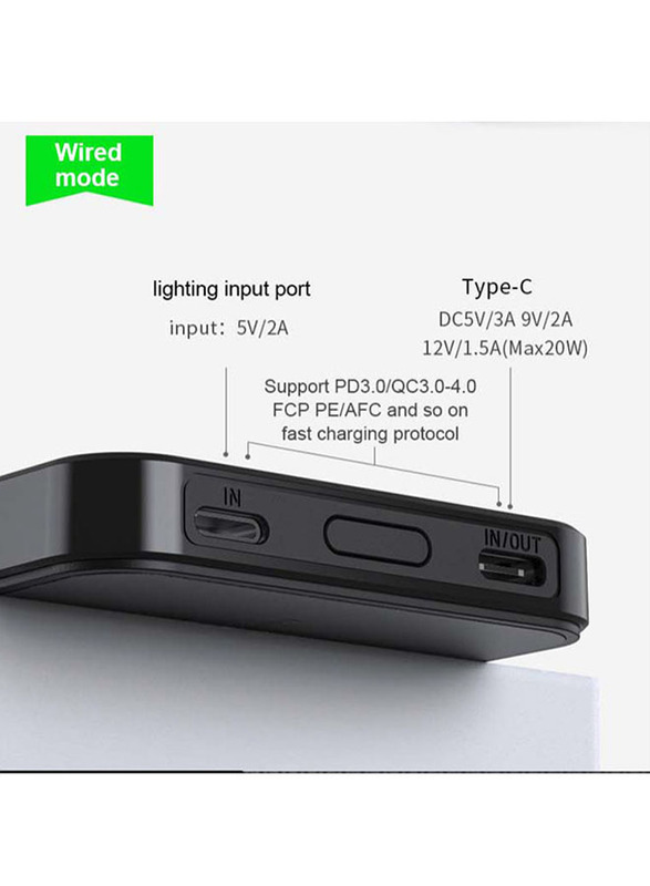 Protect 5000mAh Power Bank with USB C Cable, YCX19, Black