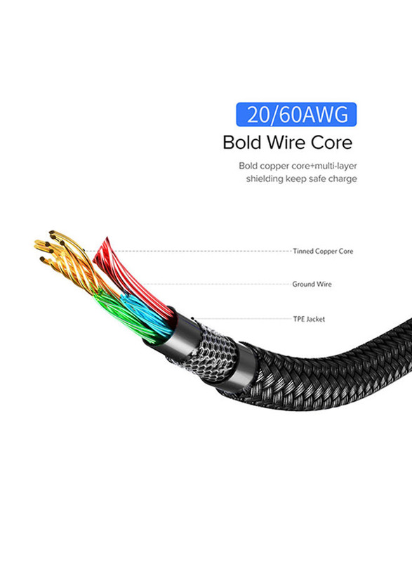 Protect 2-Meter Fast Data Sync And Transfer Cable, USB A to USB Type-C, Tangle Free, DC035B, Black