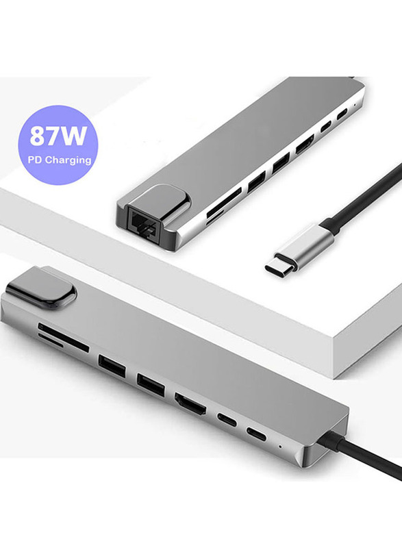 Protect 8-in-14K HDMI II USB 3.0 Ports USB Hub, USBH8-1, Silver
