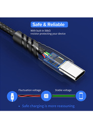 Protect 2-Meter Fast Data Sync And Transfer Cable, USB A to USB Type-C, Tangle Free, DC035B, Black