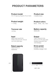 Protect 5000mAh Power Bank with USB C Cable, YCX19, Black