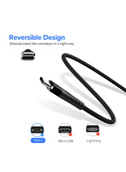 Protect 2-Meter Fast Data Sync And Transfer Cable, USB A to USB Type-C, Tangle Free, DC035B, Black