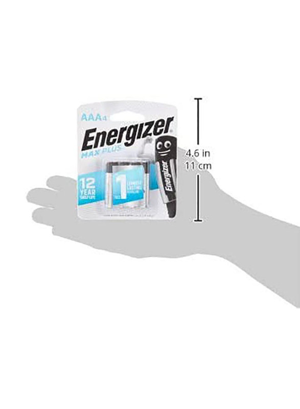 Energizer AAA Alkaline Max Battery Set, EP92BP4T, 4 Pieces, Grey/Black/Silver
