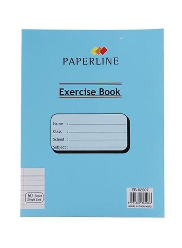 Paperline Single Line Exercise Notebook, 50 Sheets, 6 Pieces, EB-02507, Blue