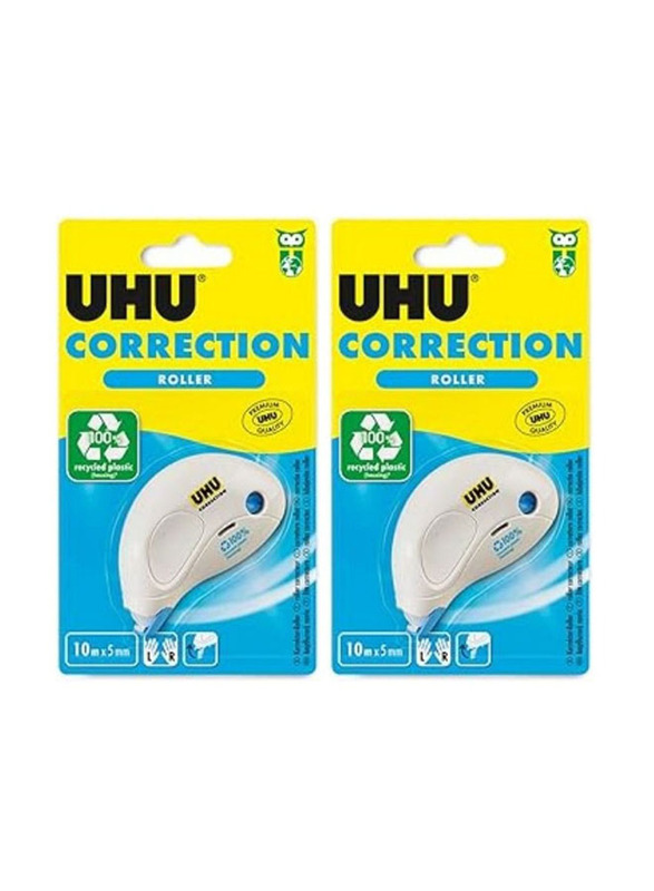 UHU 8 Meters Length Correction Tape, 2 Pieces, White
