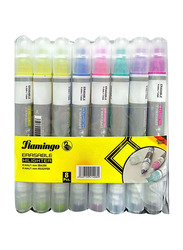 Flamingo 8-Piece Twin Sided Erasable Hilighter, Multicolour