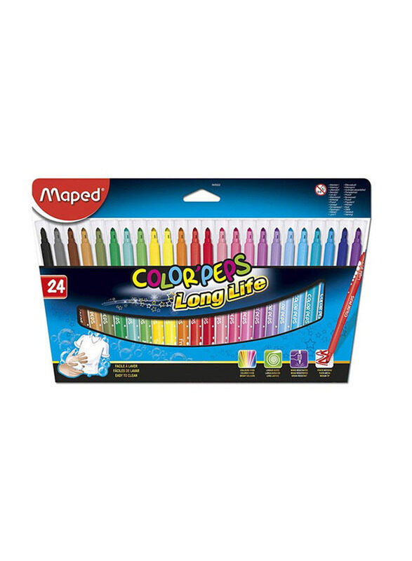 Maped Colour Peps Felt Pens, 24 Pieces, Multicolour