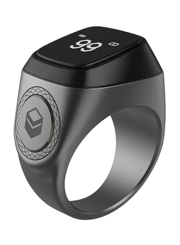 iQibla Tasbih Zikr Aluminium Smart Ring, 18mm, Grey