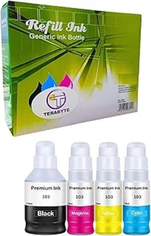 

Epson 103 Ink Compatible with EpSn 103 C13T00S64A Ink Cartridges Bottle Multipack for L1200 L1210 L1250 L3100 L3110 L3111 L3116 L3150 L3151 (4 Pack, BK/C/M/