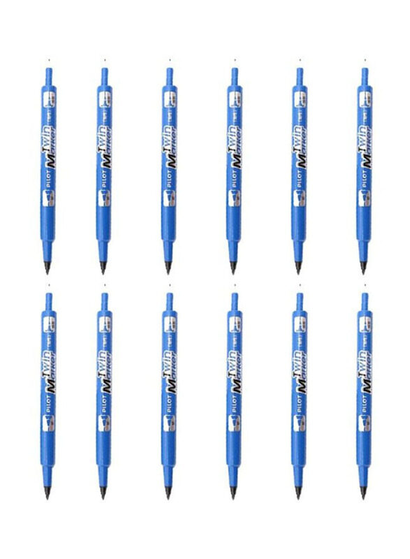 Pilot 12-Piece Twin Marker Set, Blue