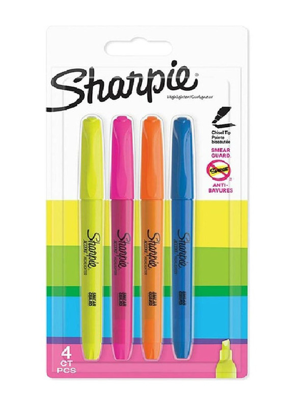 Sharpie 4-Piece Ink Pocket Highlighter Pen Set, Multicolour