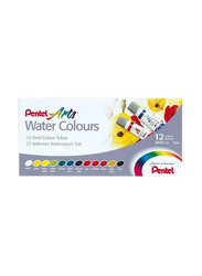 Pentel Arts Water Colour Paint Tubes Set, 12 Pieces, Multicolour