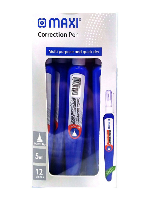 Maxi 12-Piece 5ml Correction Pen, Blue