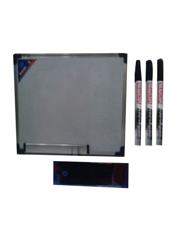Partner 45 x 60cm White Board with Markers & Duster, Multicolour